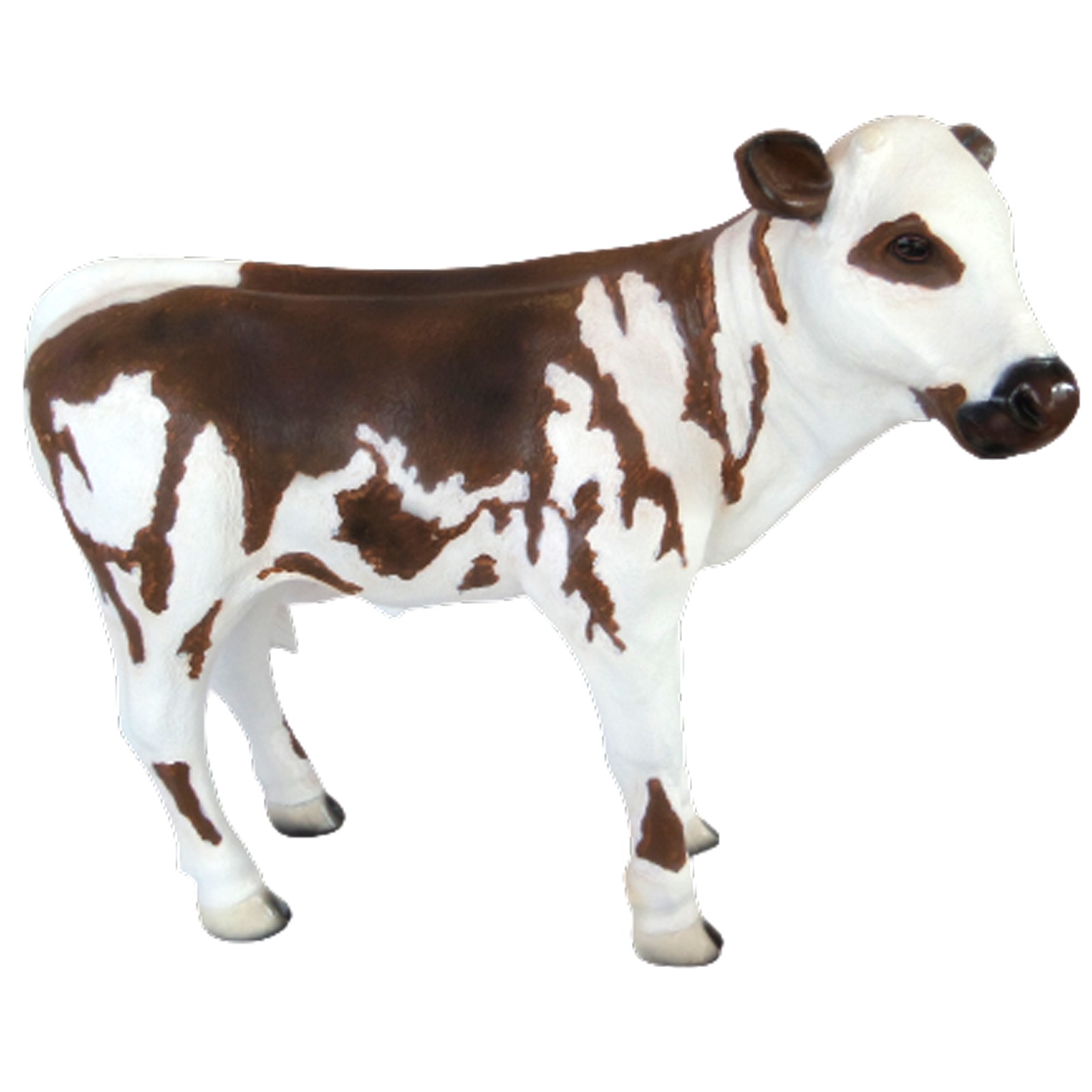 Statue Vache En R Sine Veau Marron Et Blanc Cm Prince D Coration