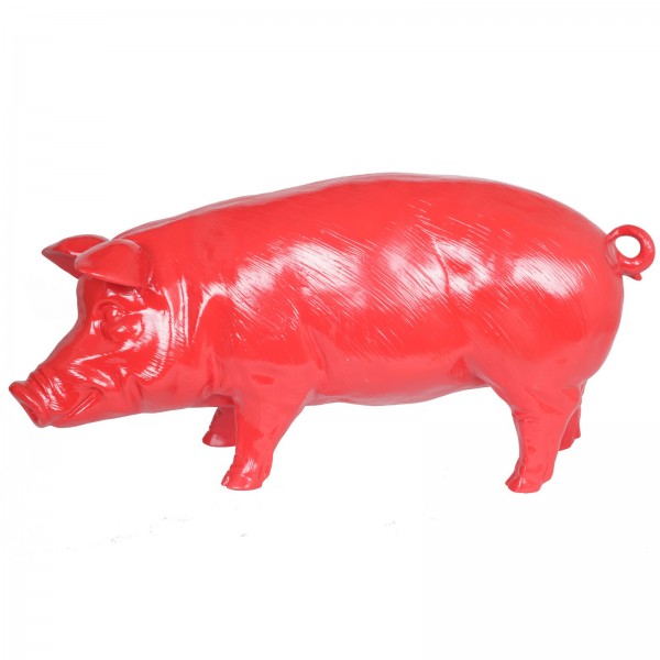 Animal décoratif de jardin Cochon assis en polyrésine hauteur 37 cm  figurine intérieur ou extérieur
