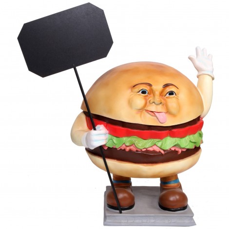 Statue Stop-trottoir XXL en résine homme hamburger - 93 cm