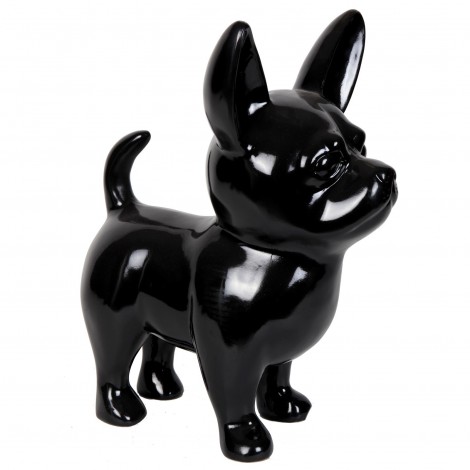 Statue CHIHUAHUA noir en résine - 53 cm