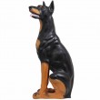 Statue doberman en résine chien assis 90 cm