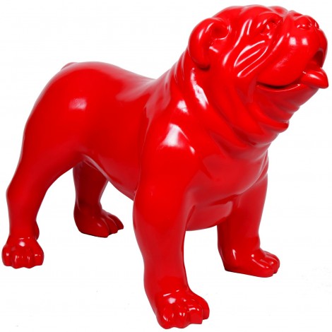 Statue en résine CHIEN bouledogue anglais rouge aspect lisse - 90 cm