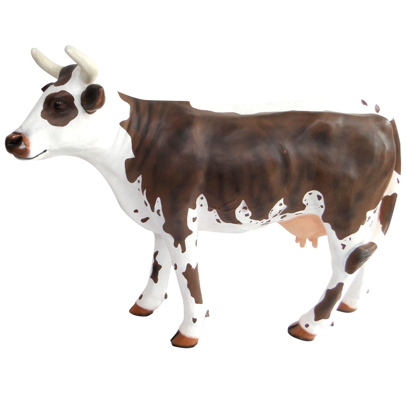 Statue en rÃ©sine vache marron et blanc 140 cm | Prince DÃ©coration
