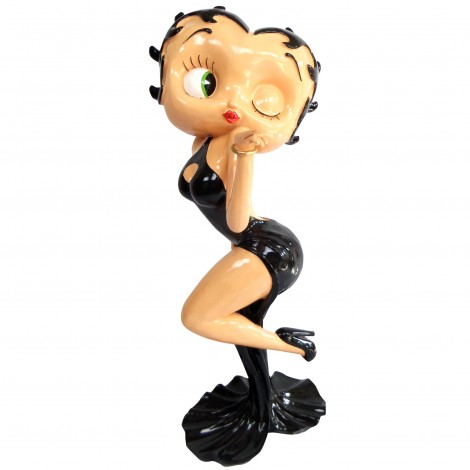 Statue betty boop en résine xxl robe de soirée noir 120 cm