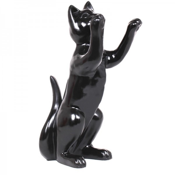 Sculpture Grand chat déco noir H 58cm 