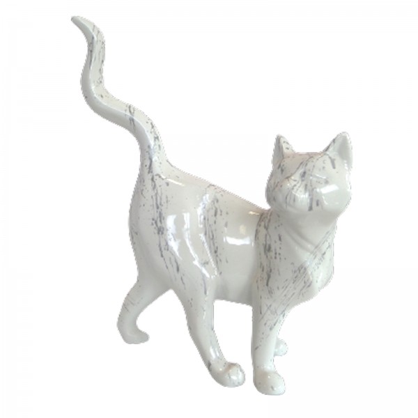 Statue de chat moderne pour le jardin - noir et or ou blanc et argent