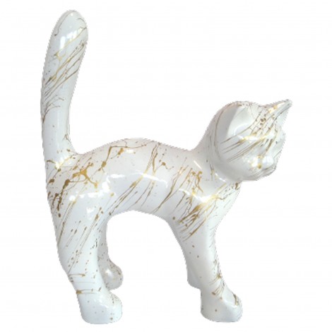 Statue de chat moderne pour le jardin - noir et or ou blanc et argent