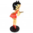 Statue en résine Betty Boop serveuse robe rouge hauteur 94 cm