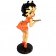 Statue en résine Betty Boop serveuse robe orange hauteur 94 cm