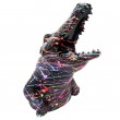 Statue tête de crocodile en résine splash fond noir 18 cm