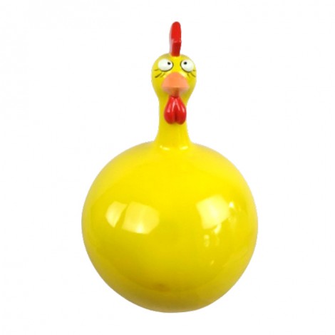 Statue en résine poule coq jaune 50 cm