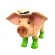 Statue cochon en résine avec chapeau et bottes verte 60 cm