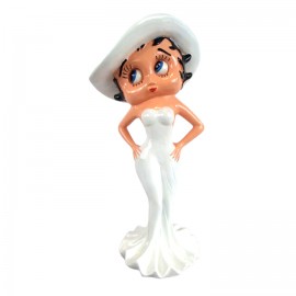 Statue en résine Betty Boop au chapeau et robe blanche 60 cm