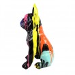 Statue chien bouledogue Français assis multicolore fond noir en résine 60 cm