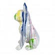 Statue chien bouledogue Français assis multicolore fond blanc en résine 60 cm