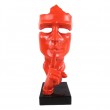 Statue en résine sur socle visage de femme rouge le signe du silence 63 cm