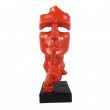 Statue en résine sur socle visage de femme rouge le signe du silence 63 cm