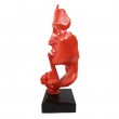 Statue en résine sur socle visage de femme rouge le signe du silence 63 cm