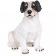 Statue en résine chien jack Russell assis noir et blanc 33 cm