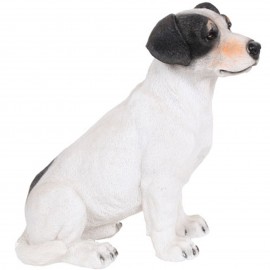 Statue en résine chien jack Russell assis noir et blanc 33 cm
