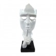 Statue en résine sur socle visage de femme blanc le signe du silence 43 cm