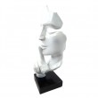 Statue en résine sur socle visage de femme blanc le signe du silence 43 cm