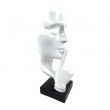 Statue en résine sur socle visage de femme blanc le signe du silence 43 cm