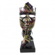 Statue en résine sur socle visage de femme multicolore splash fond noir le signe du silence 43 cm