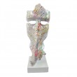 Statue en résine sur socle visage de femme multicolore splash fond blanc le signe du silence 43 cm