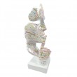 Statue en résine sur socle visage de femme multicolore splash fond blanc le signe du silence 43 cm