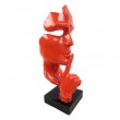 Statue en résine sur socle visage de femme rouge le signe du silence 43 cm