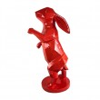 Statue XXL lapin debout rouge en origami 110 cm en résine