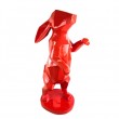 Statue XXL lapin debout rouge en origami 110 cm en résine