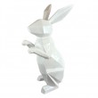 Statue XXL lapin debout blanc origami 105 cm en résine oreilles droite