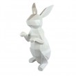 Statue XXL lapin debout blanc origami 105 cm en résine oreilles droite