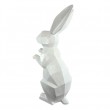 Statue XXL lapin debout blanc origami 105 cm en résine oreilles droite