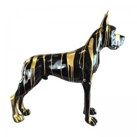 Statue en résine CHIEN dogue allemand XXL multicolore noir et doré - 120 cm