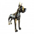 Statue en résine CHIEN dogue allemand XXL multicolore noir et doré - 120 cm