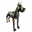 Statue en résine CHIEN dogue allemand XXL multicolore noir et doré - 120 cm