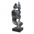 Statue en résine sur socle visage de femme design acier le signe du silence 23 cm