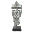 Statue en résine sur socle visage de femme design argent le signe du silence 23 cm