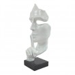 Statue en résine sur socle visage de femme design blanc le signe du silence 23 cm