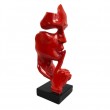 Statue en résine sur socle visage de femme design rouge le signe du silence 23 cm