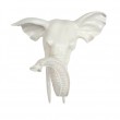 Statue en résine trophée tête d'éléphant XXL couleur blanche - 70 cm