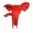 Statue en résine trophée tête d'éléphant XXL couleur rouge - 70 cm