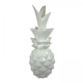 Statue ananas blanc en résine - 65 cm