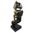 Statue en résine sur socle visage de femme multicolore doré sur fond noir le signe du silence 64 cm