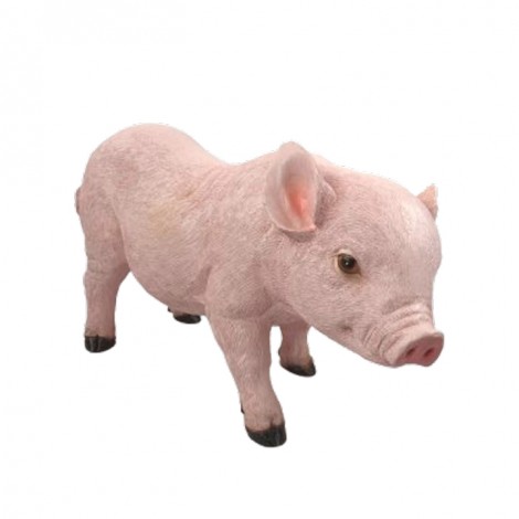 Statue en résine cochon rose nature dos creusé 56 cm