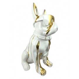 Statue bouledogue Français en résine multicolore 60 cm