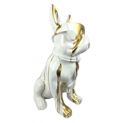 Statue bouledogue Français en résine multicolore 60 cm